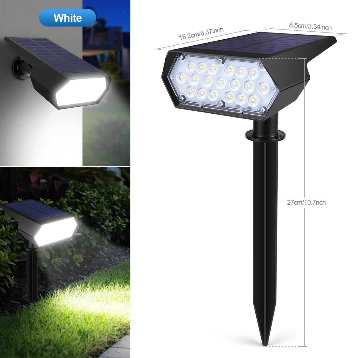 Spot solaire LED 19 LEDs IP65 avec capteur led