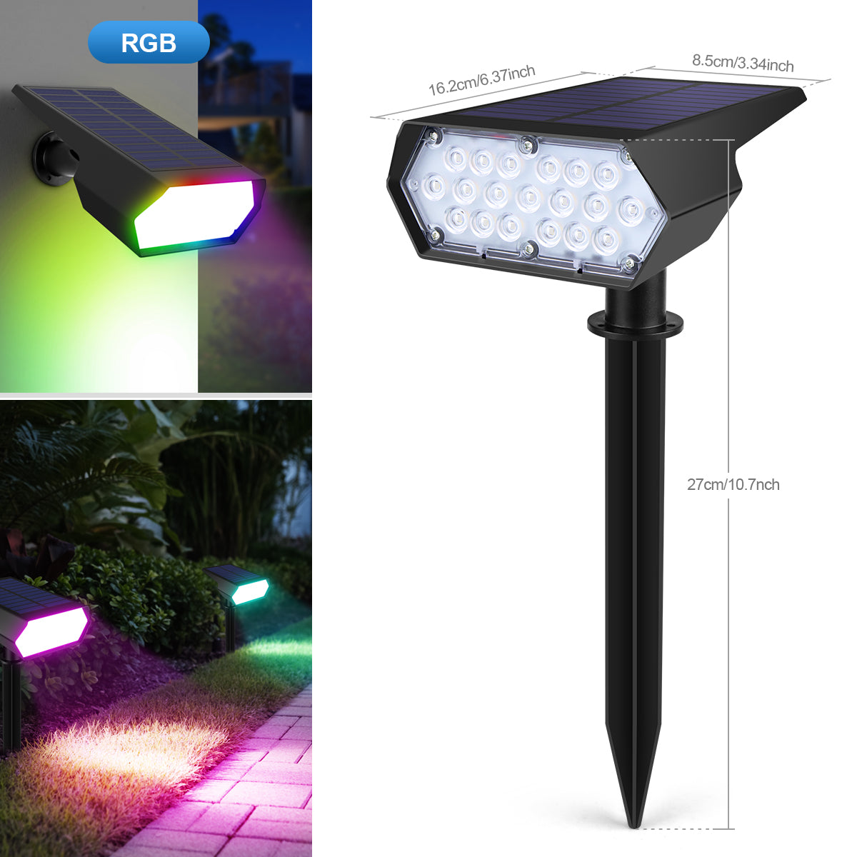 Spot solaire LED 19 LEDs IP65 avec capteur led
