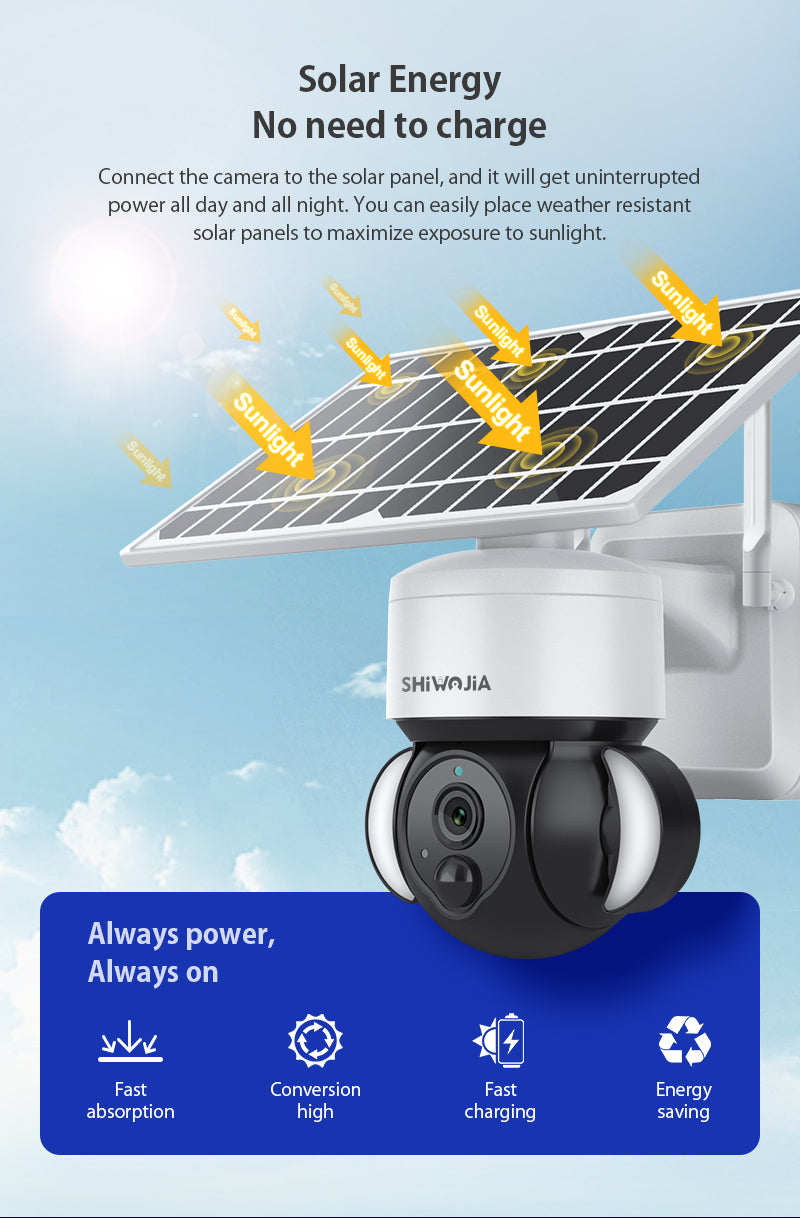 Caméra Solaire Extérieure 4G 3MP SHIWOJIA