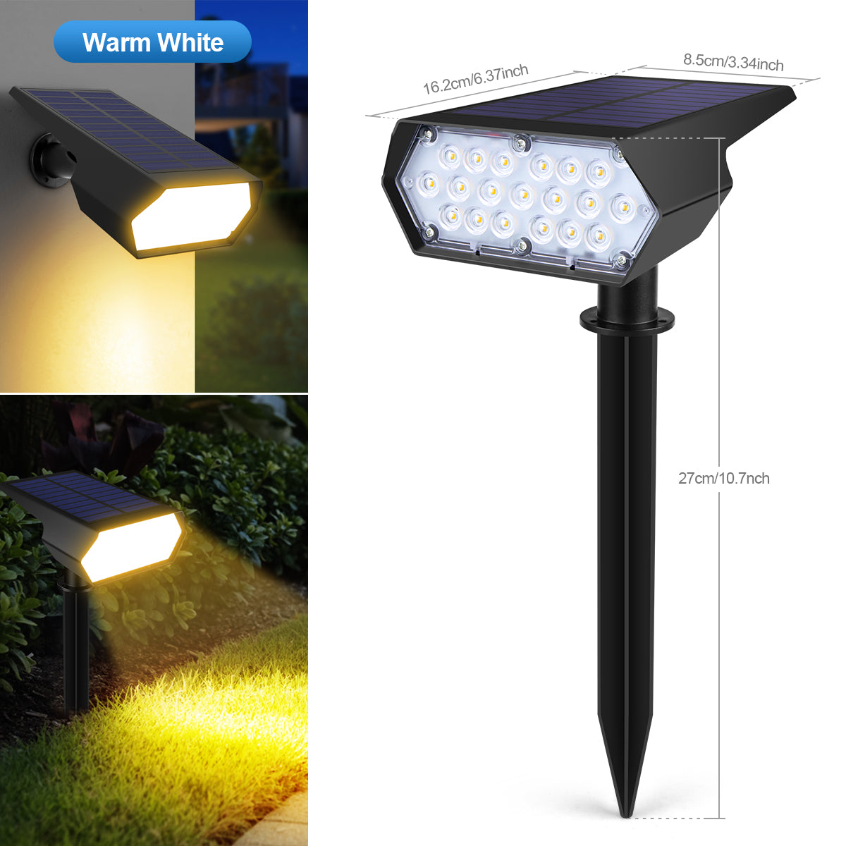 Spot solaire LED 19 LEDs IP65 avec capteur led