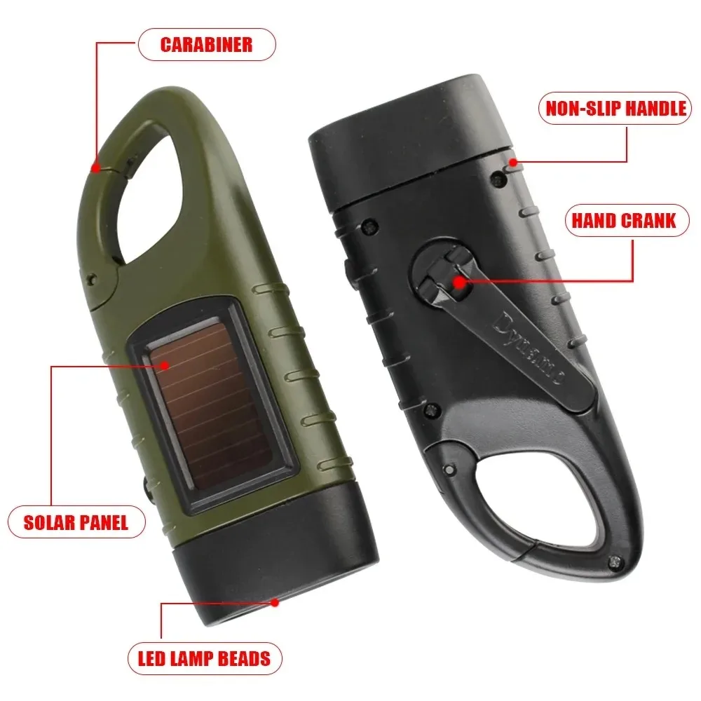 Lampe torche à dynamo et recharge solaire YJ‑D295